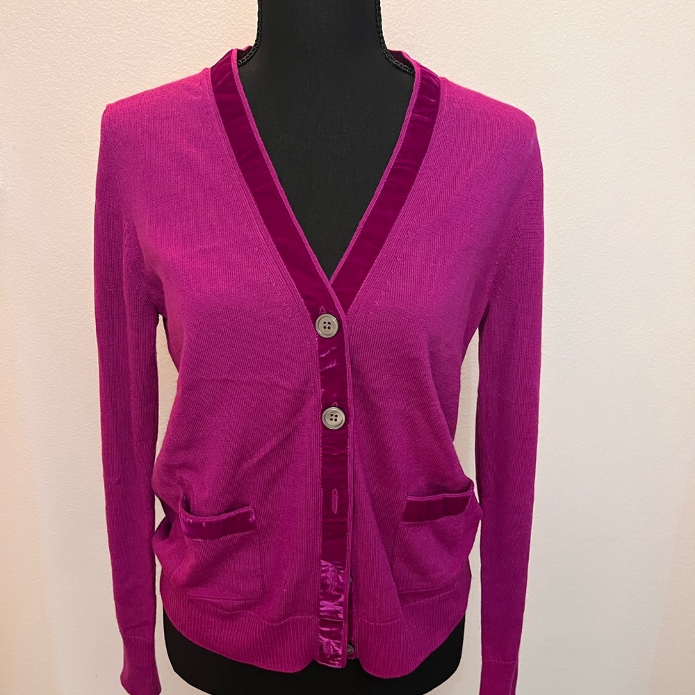 J Crew merino wool/acrylic cardigan in magenta